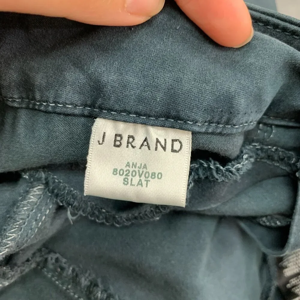 J Brand Anja Jeans Womens 25 Slate Luxe Sateen Cuffed Ankle Cropped Mid Rise